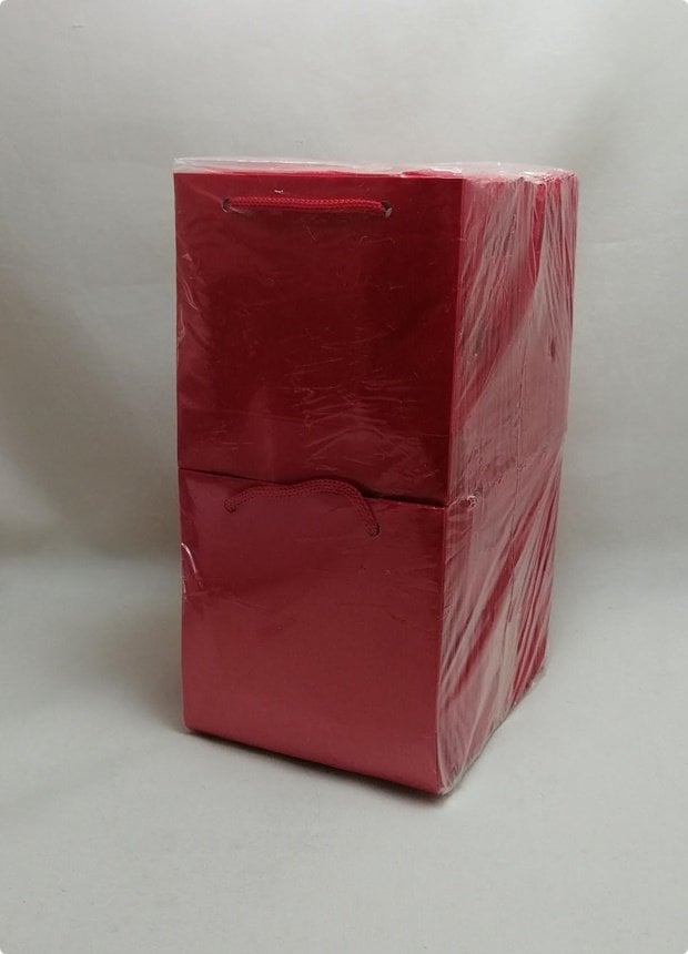 50 Li Kırmızı Kına Hediyelik Karton Çanta 11x11 Cm