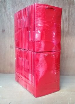 50 Li Kırmızı Karton Çanta/Poşet  8x11 Cm