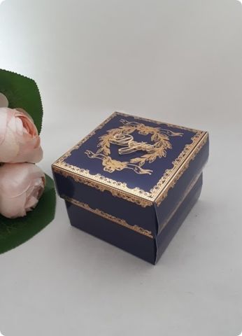 20 li 8x8x6 Cm Varak Baskılı Karton Lacivert Kutu