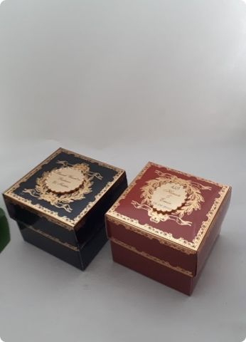 20 li 8x8x6 Cm Varak Baskılı Karton Bordo Kutu