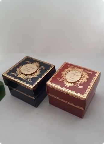 20 li 8x8x6 Cm Varak Baskılı Karton Bordo Kutu