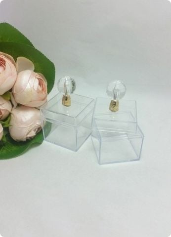 12 li Metalize Kristal Tepelikli 5x5x5 cm Mika Pleksi Küp Kutu