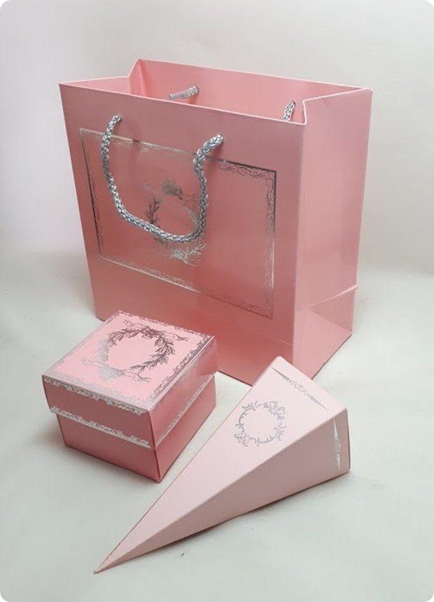 20 li 8x8x6 Cm Varak Baskılı Karton Pembe Bebek Kutu
