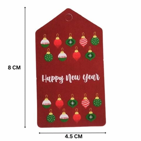 50 Li Yılbaşı Mutlu Yıllar Yazılı Hediye Etiketi, Delikli Yeni Yıl Paketleme Kartı