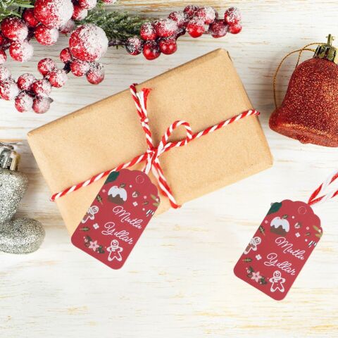 50 Li Yılbaşı Mutlu Yıllar Yazılı Hediye Etiketi, Yeniyıl Paketleme Kartı