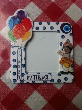 Sünnet Kına Hatırası Magnet Çerçeve ;Nazar Boncuklu