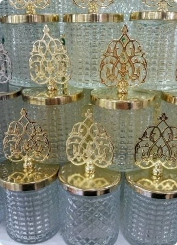 12 li Güneş Tepelikli İçi Boş Kristalize Bardak/Şekerlik