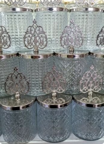 12 li Güneş Tepelikli İçi Boş Kristalize Bardak/Şekerlik
