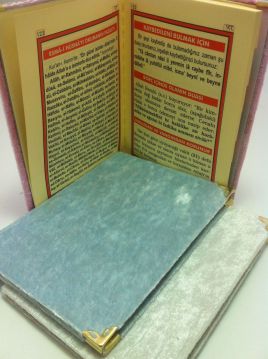 7 x 10 cm Kadife Kumaş Kaplı Yasin i Şerif (128 sayfa ) '0' No Mavi - 10 Adet / Paket - Islak Kadife