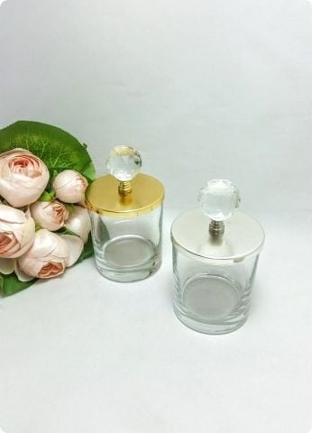 24 Lü Kristal Tepelikli Büyük Boy İçi Boş Şekerlik / Bardak  (Metal Kapaklı)