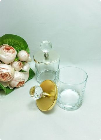 24 Lü Kristal Tepelikli Büyük Boy İçi Boş Şekerlik / Bardak  (Metal Kapaklı)