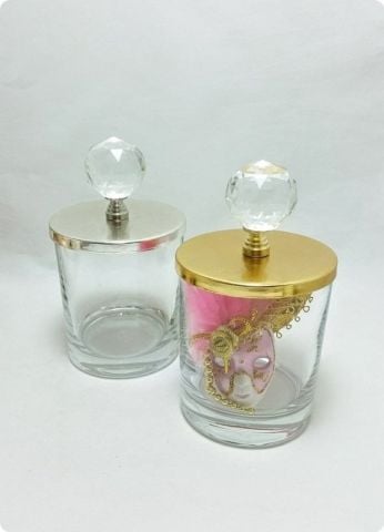 24 Lü Kristal Tepelikli Büyük Boy İçi Boş Şekerlik / Bardak  (Metal Kapaklı)