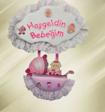 Bebek odası kapı süsü ; Bulut,Kundakta Bebek