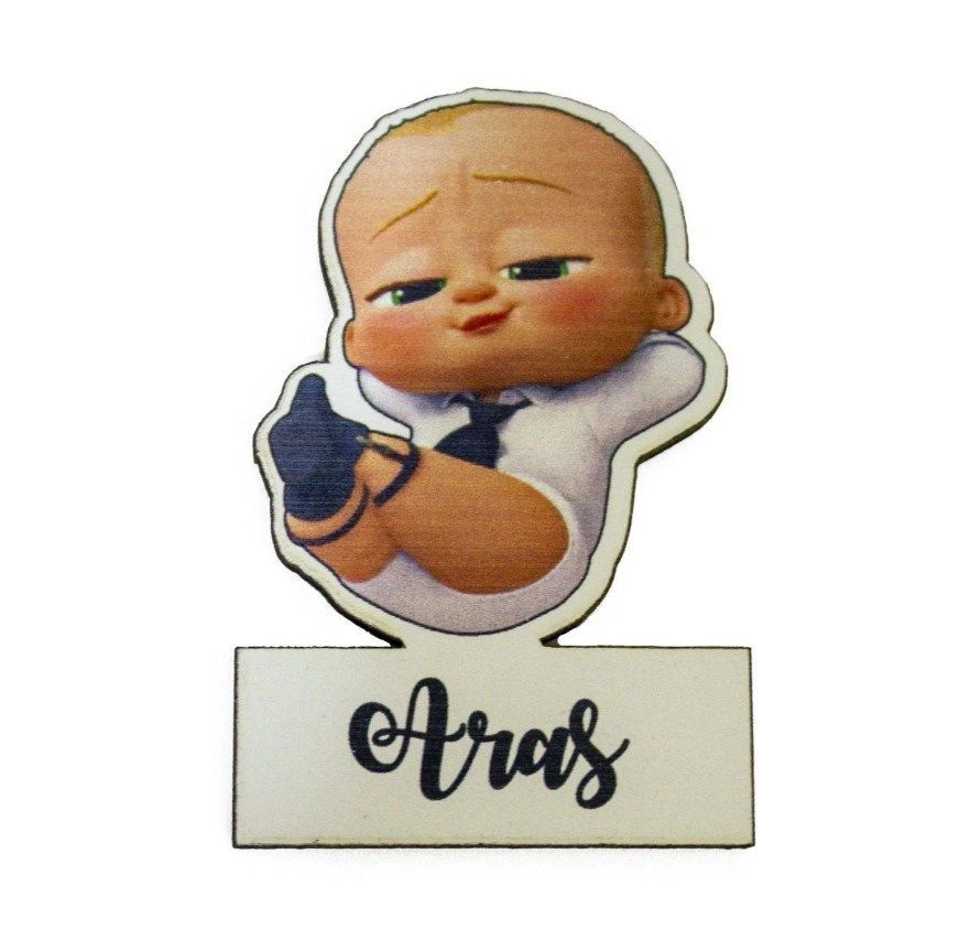 6x4 cm UV Baskılı Patron Bebek Ahşap Süs