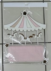 Atlı Karınca Dönme dolap Etamin Ahşap Bebek Kapı Süsü Mavi - İsimli