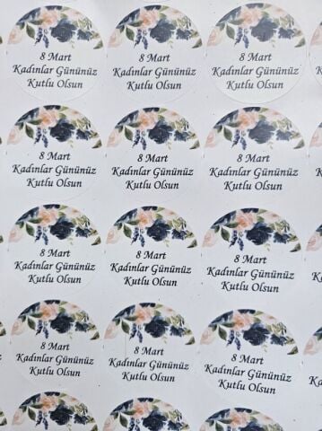 Kadınlar Günü Özelleştirilebilir 3 Cm Yuvarlak etiket 1 Sayfa (54 adet)