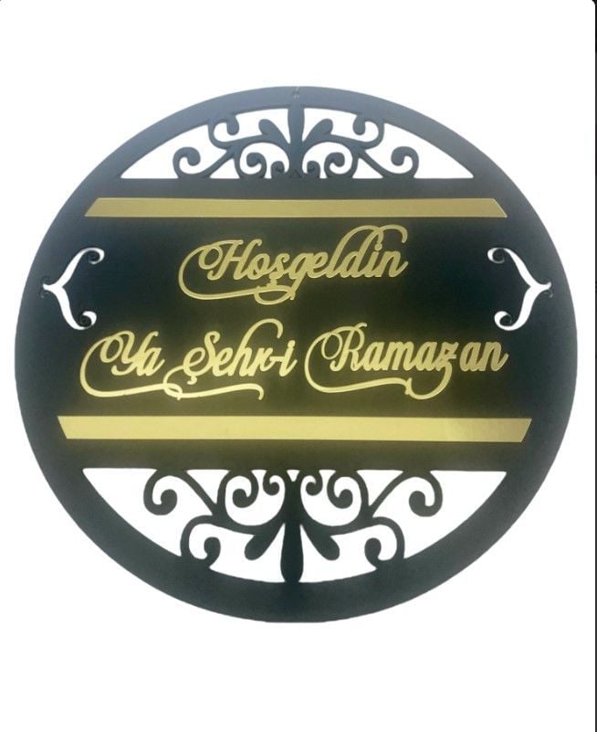 Ahşap Üzeri Pleksi Hoşgeldin Ramazan Kapı Süsü