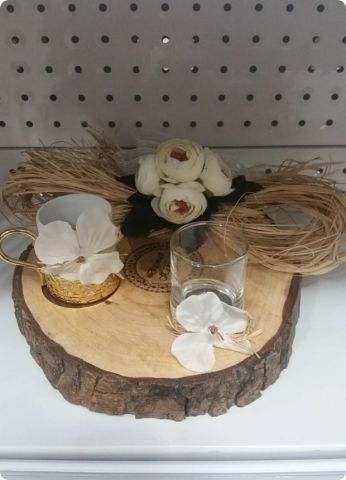 Süslü Kütük damat kahvesi Fincan & Tepsi Seti