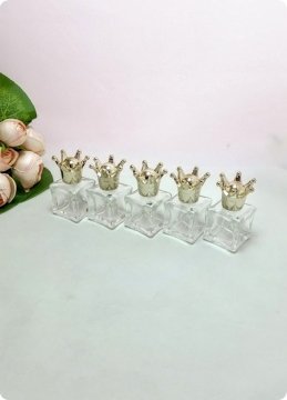 100 Adet Taç Kapaklı Kare Mini Cam Şişe