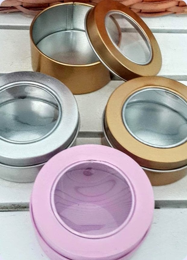 12 Lİ Pencereli Yuvarlak Metal / Teneke Kutu