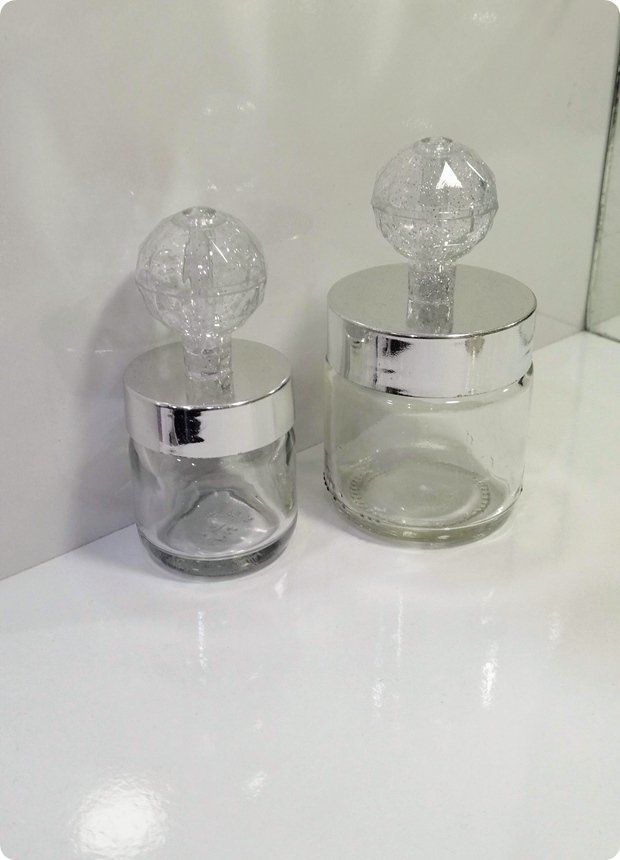 20 li Pvc Kristal Tepelikli Cam Kavanoz Hurmalık / Şekerlik