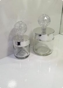 20 li Pvc Kristal Tepelikli Cam Kavanoz Hurmalık / Şekerlik