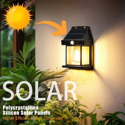 Güneş Enerjili Solar Duvar Lambası Rustik Ampul-Gün Işığı MZ-800