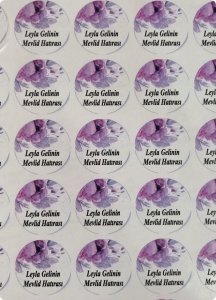 Yapraklı Yuvarlak Nişan Sticker etiket 1 Sayfa(54 adet)