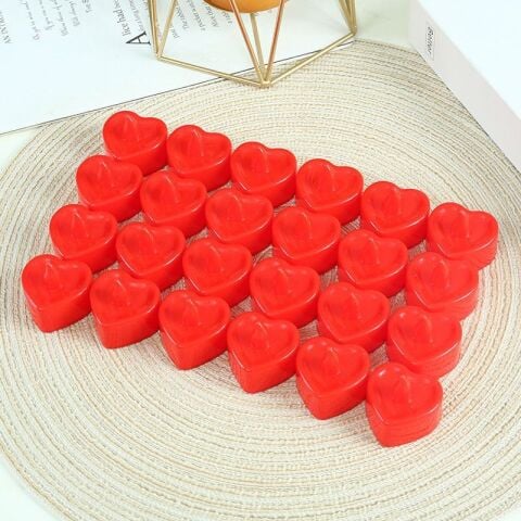 24'lü Paket Pilli Kalp Mum 1.8cm