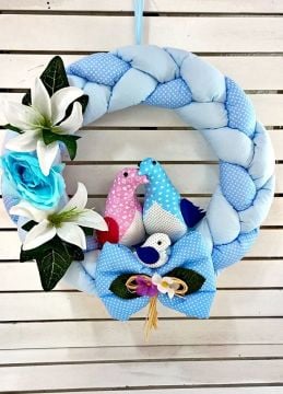 Bebek Odası Kapı Süsü ;Çifte Güvercinli,Kuşlu Kapı Süsü