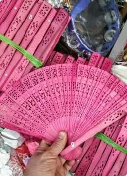 100 lu Fuşya Ahşap Yelpaze ( Püskül Takılabilir )