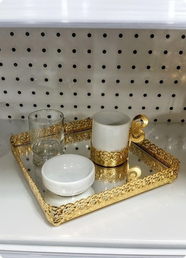 Metal Aynalı Damat Tepsi fincan takımı