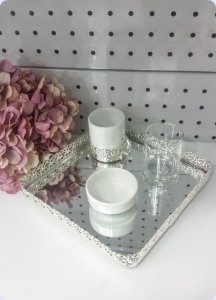 Metal Aynalı Damat Tepsi fincan takımı