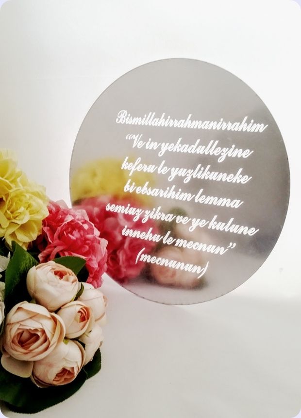 30 cm Akrilik,Pleksi,Lazer Kesim Ayna Kapı Süsü