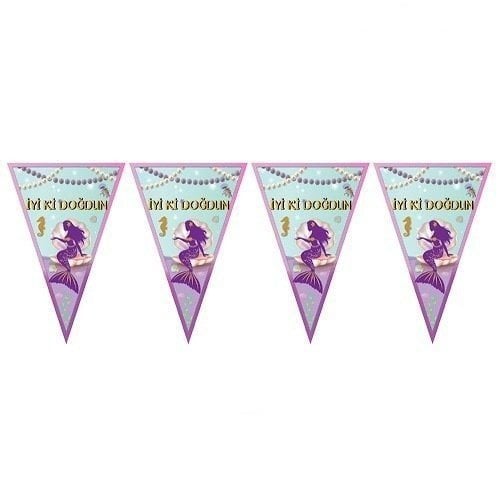 Deniz Kızı İyiki Doğdun Üçgen Flama