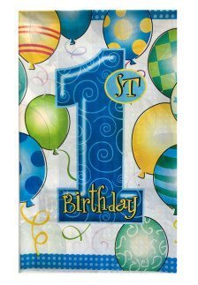 MASA ÖRTÜSÜ 1 YAŞ HAPPY BIRTHDAY 108X180CM MAVİ PK:10 KL:150