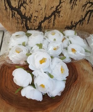 30 lu Beyaz Tomurcuk Sarı İçli Çiçekler
