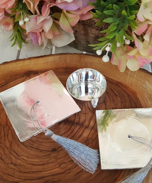 1 Paket Gümüş Püsküllü Mezuniyet Şekeri Kep Pvc Kutular
