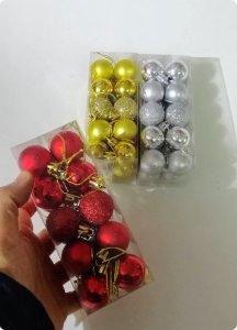 3 cm 24 lü cici top yılbaşı ağaç süsü