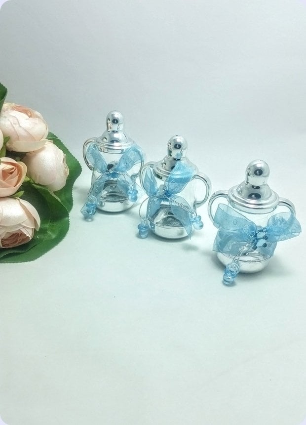 1 Paket Süslü Biberon Mika Kutu Bebek Şekeri Objesi