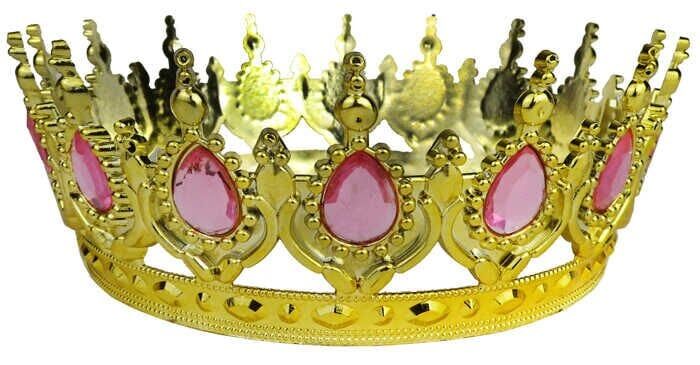 TAÇ PLASTİK ALTIN PASTA SÜSÜ TAŞLI PEMBE PK:1