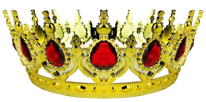 TAÇ PLASTİK ALTIN PASTA SÜSÜ TAŞLI KIRMIZI PK:1