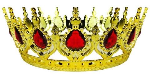 TAÇ PLASTİK ALTIN PASTA SÜSÜ TAŞLI KIRMIZI PK:1