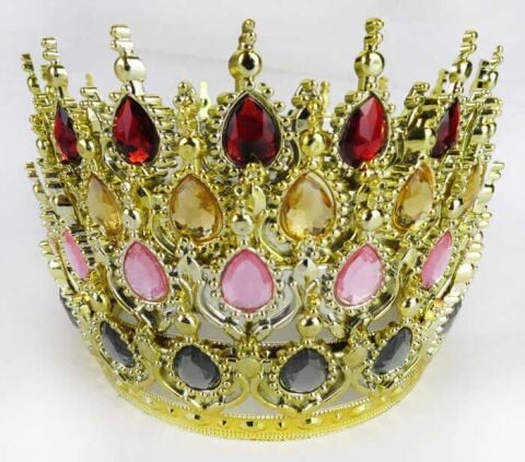 TAÇ PLASTİK ALTIN PASTA SÜSÜ TAŞLI KIRMIZI PK:1