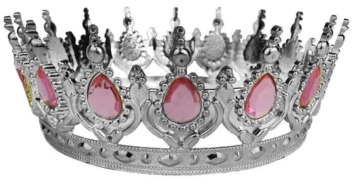 TAÇ PLASTİK GÜMÜŞ PASTA SÜSÜ TAŞLI PEMBE PK:1