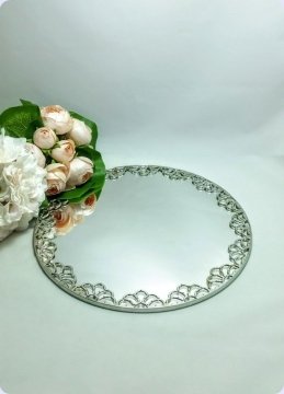 Yuvarlak Nişan, Söz Aynalı Metal Yüzük Tepsisi / Supla