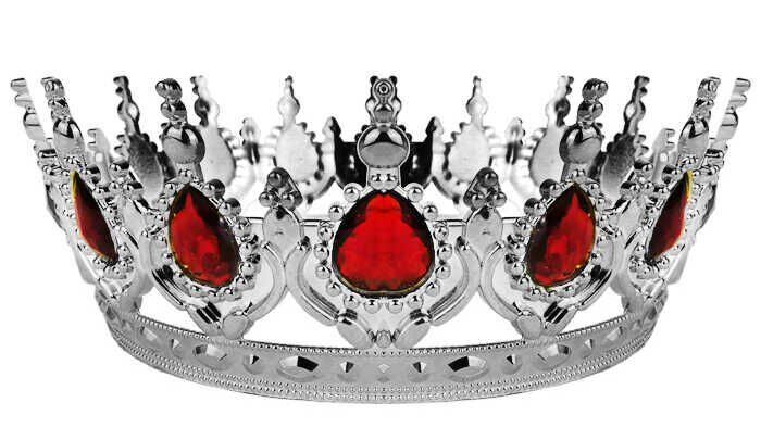 TAÇ PLASTİK GÜMÜŞ PASTA SÜSÜ TAŞLI KIRMIZI PK:1