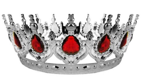 TAÇ PLASTİK GÜMÜŞ PASTA SÜSÜ TAŞLI KIRMIZI PK:1