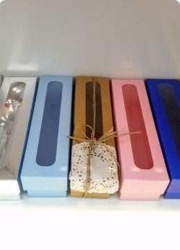 5x20x5 cm Pencereli Uzun Karton Asetat Kutu 20 Li
