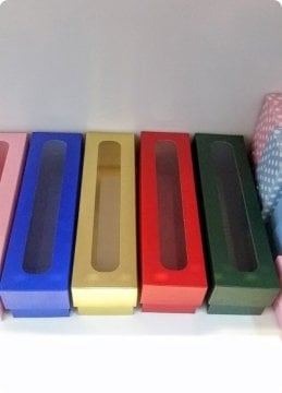 5x20x5 cm Pencereli Uzun Karton Asetat Kutu 20 Li